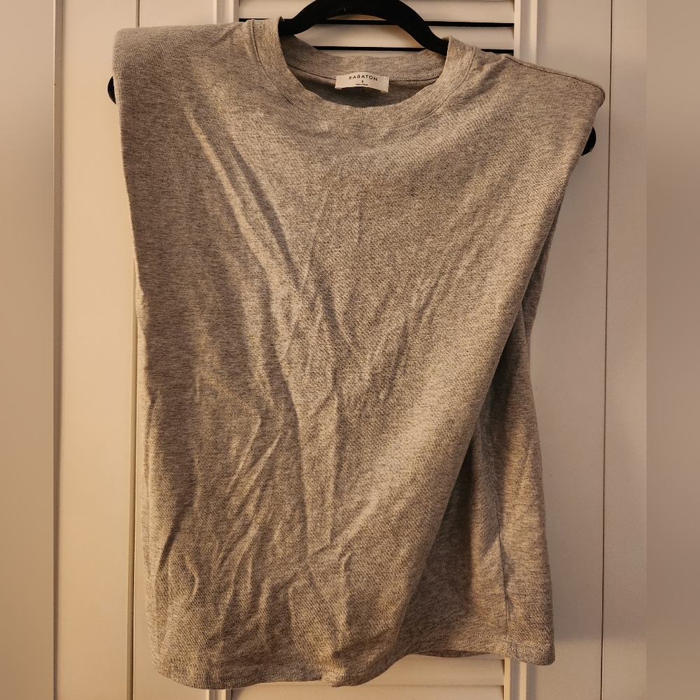 Babaton Shoulder Pad Tank - Grey - Sz Small
